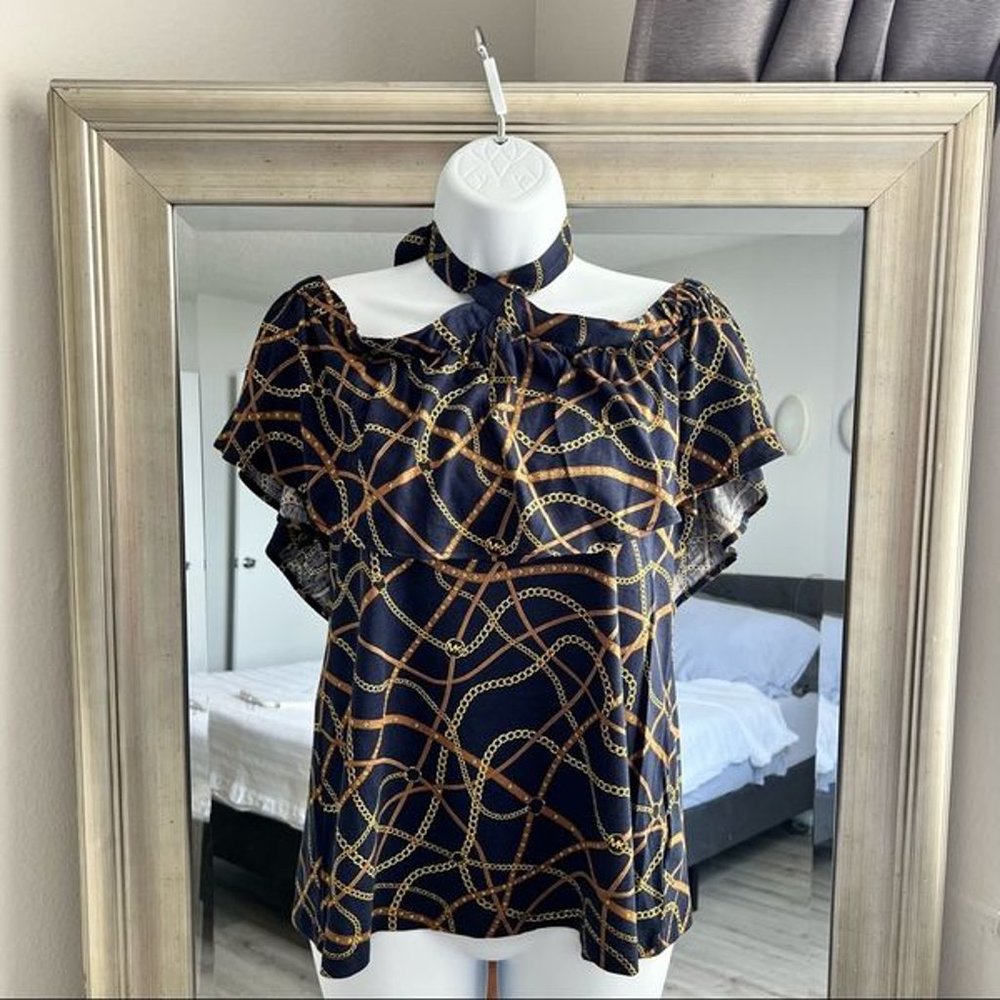 MICHAEL KORS Midnight Blu Basic Top Size M